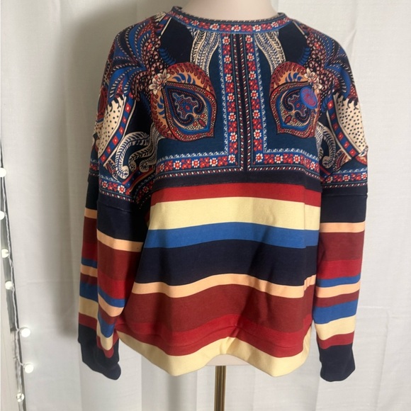 Farm Rio Boho Paisley Striped Sweatshirt Pullover – Size M - Picture 3 of 10